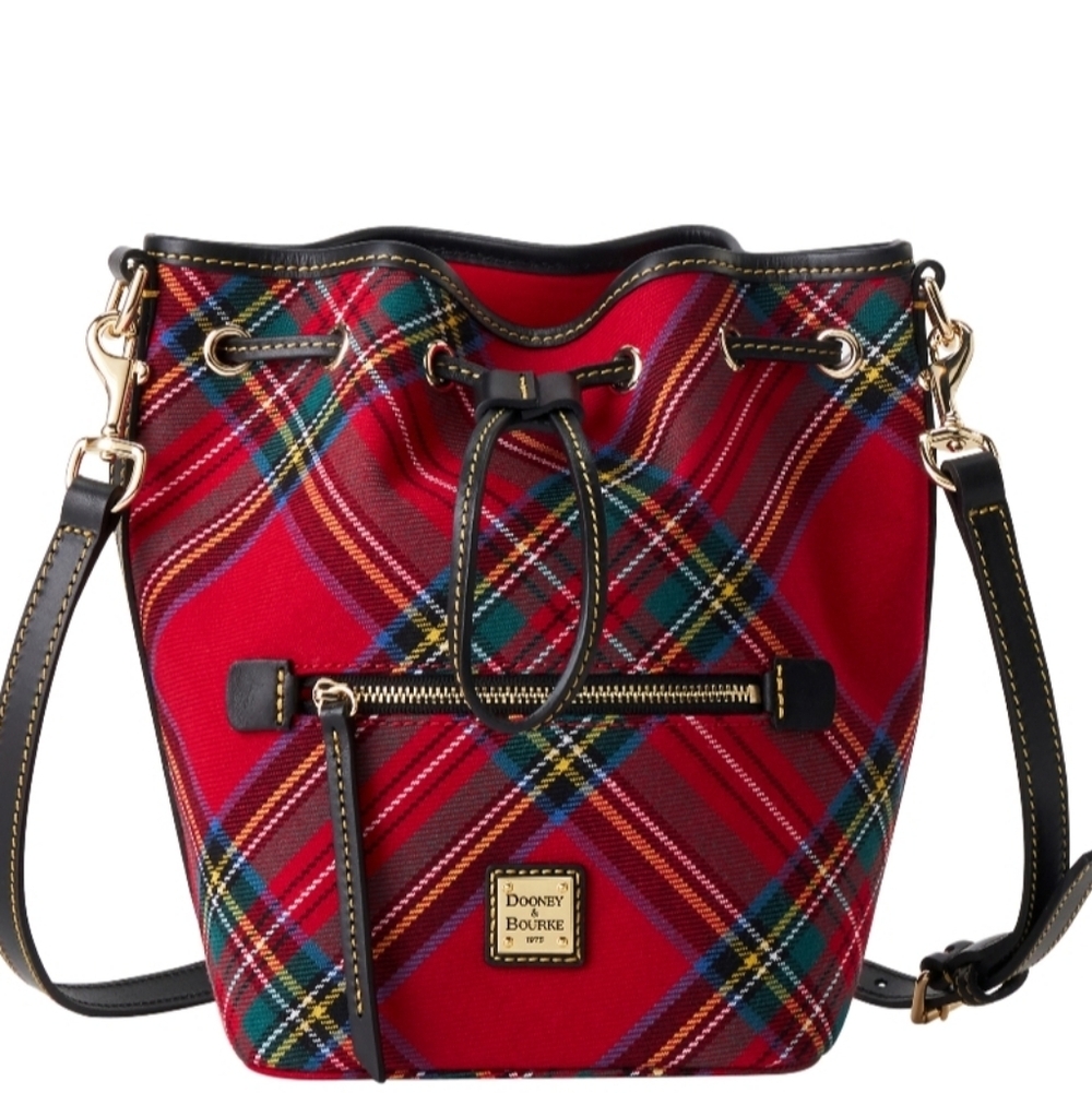 SOLD!! Dooney & Bourke Multicolor Plaid Bucket Tote Crossbody  ONLY RED LEFT!! - Picture 2 of 2